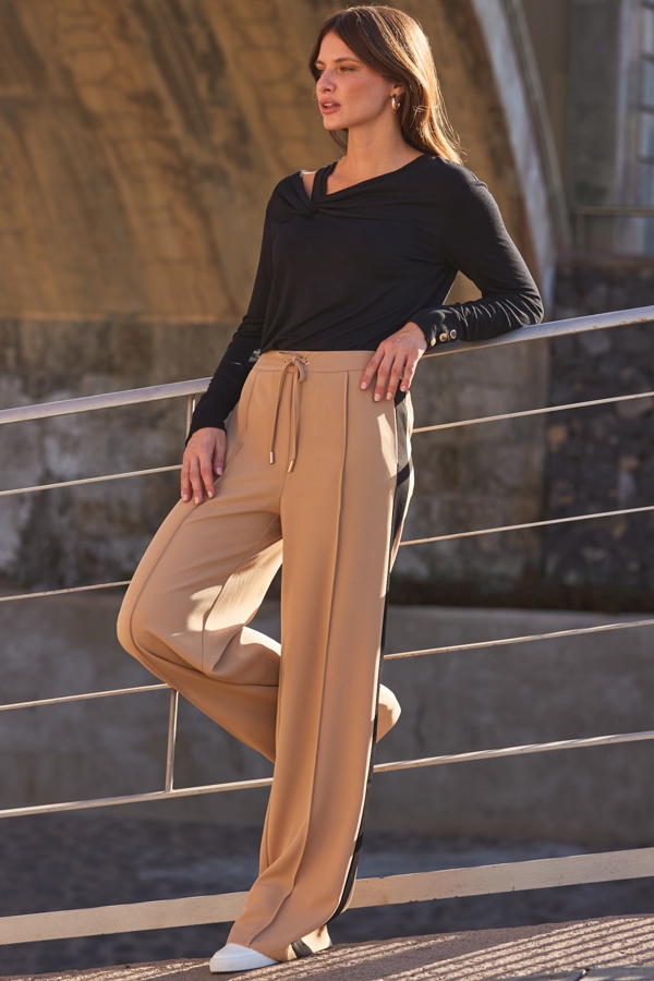 Black Asymmetric Neck Detail Jersey Top