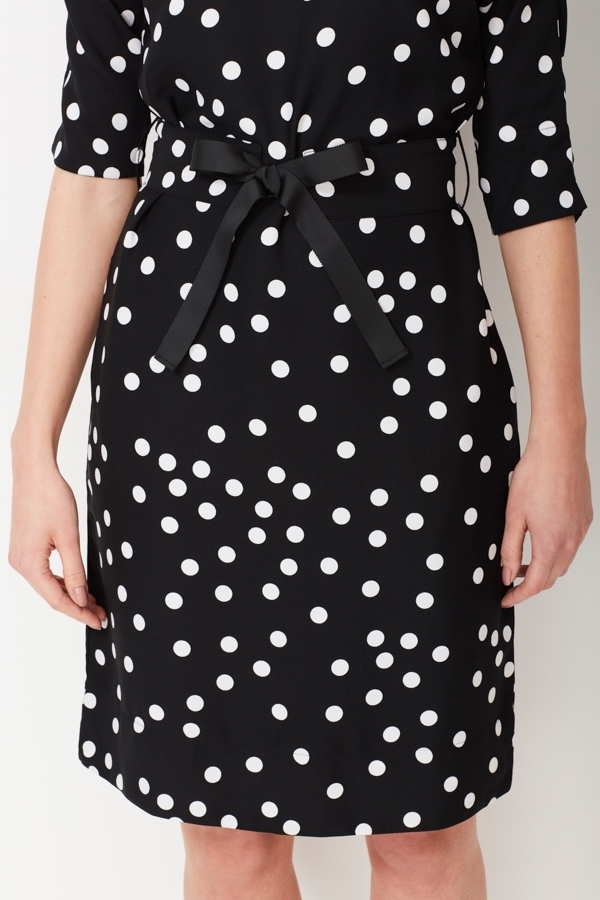 Black & White Spot Print Shift Dress