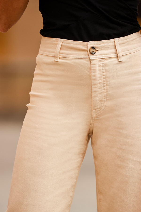 Ecru Cropped Wide Leg Jeans