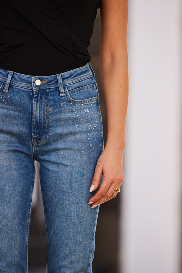 Indigo Blue Embellished Slim Leg Jeans