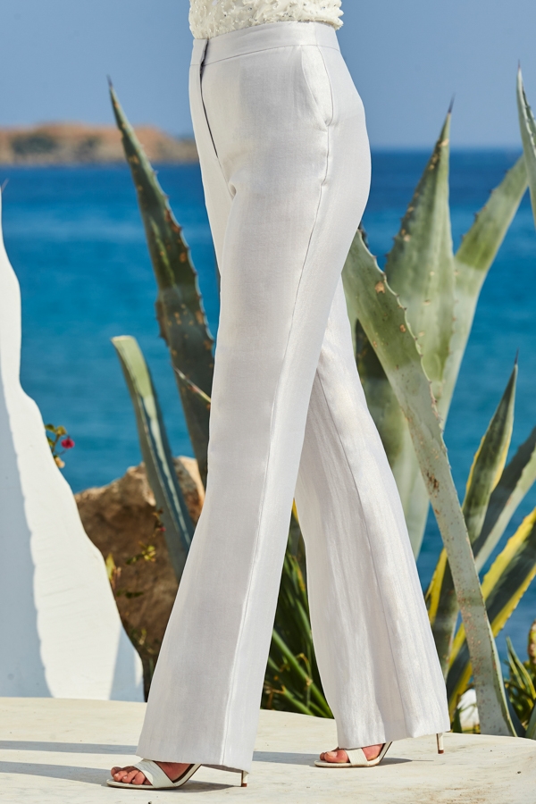 Silver Shimmer Metallic Kick Flare Trousers