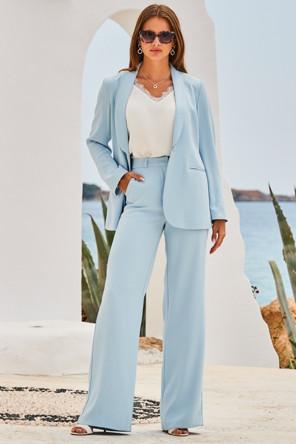 Soft Blue Relaxed Fit Blazer