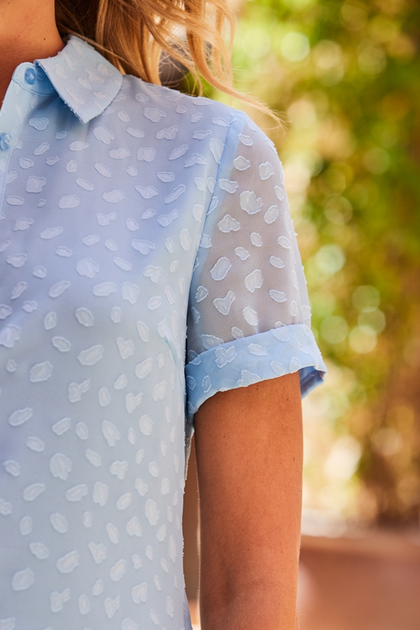 Pale Blue Dobby Short Sleeve Shirt