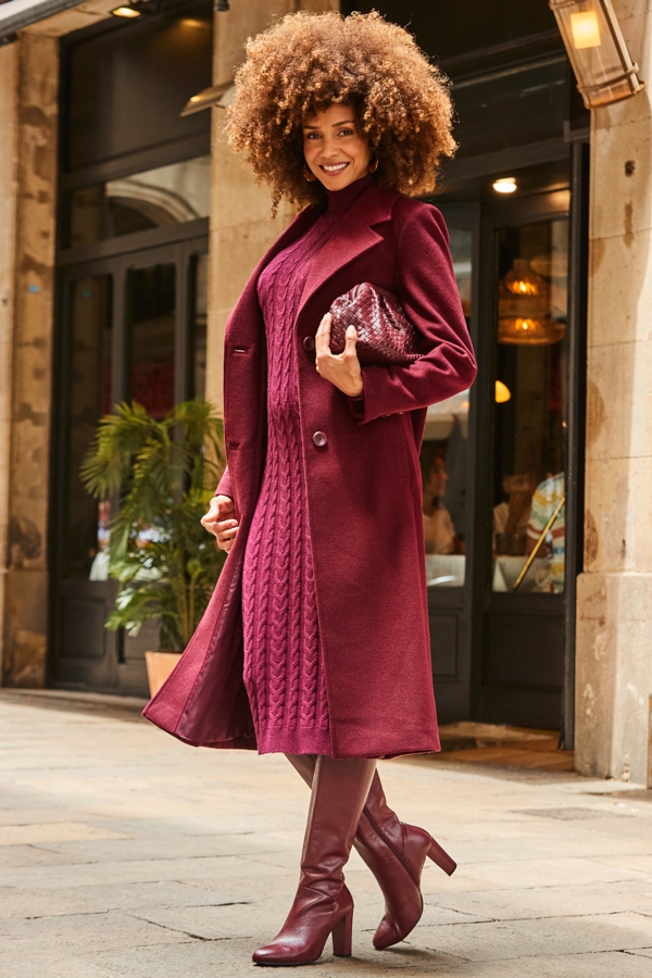 Blake Burgundy Leather Zip Knee High Boot