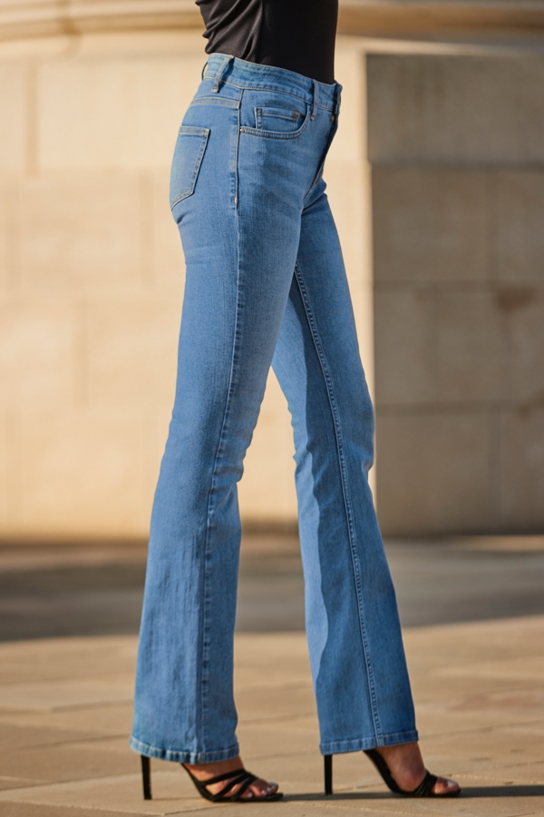 Light Wash Mid Rise Bootcut Jeans