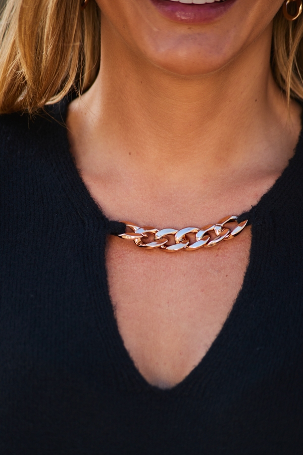 Black Gold Chain Detail Jumper