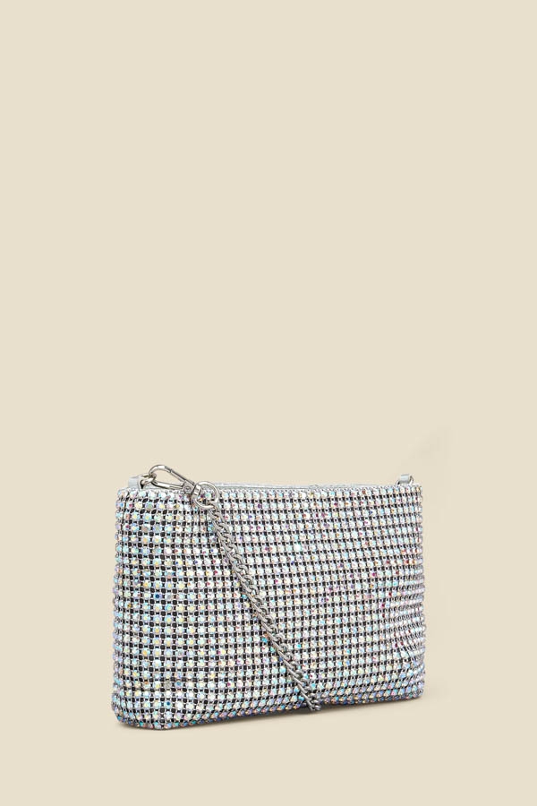 Silver Rhinestone Clutch Bag