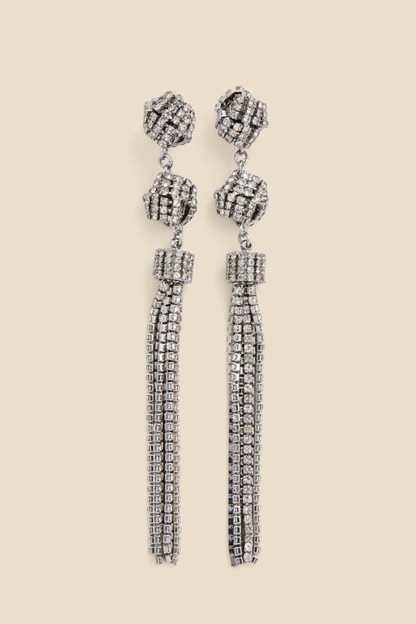 Silver Triple Knot Detail Drop Earrings