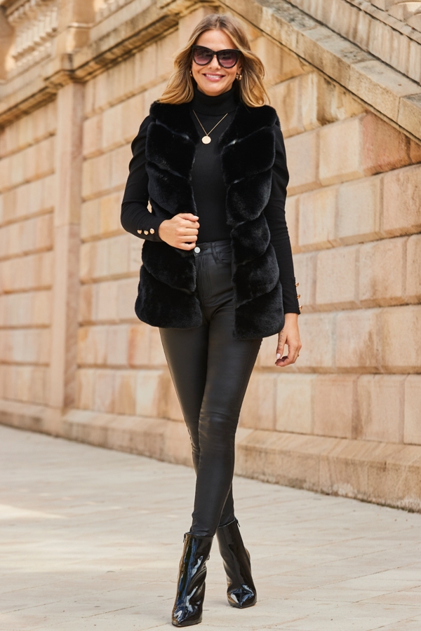 Black Luxe Faux Fur Gilet