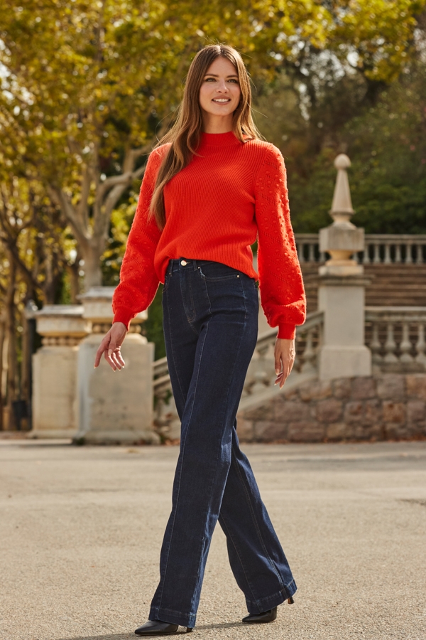 Orange Bobble Stitch Jumper