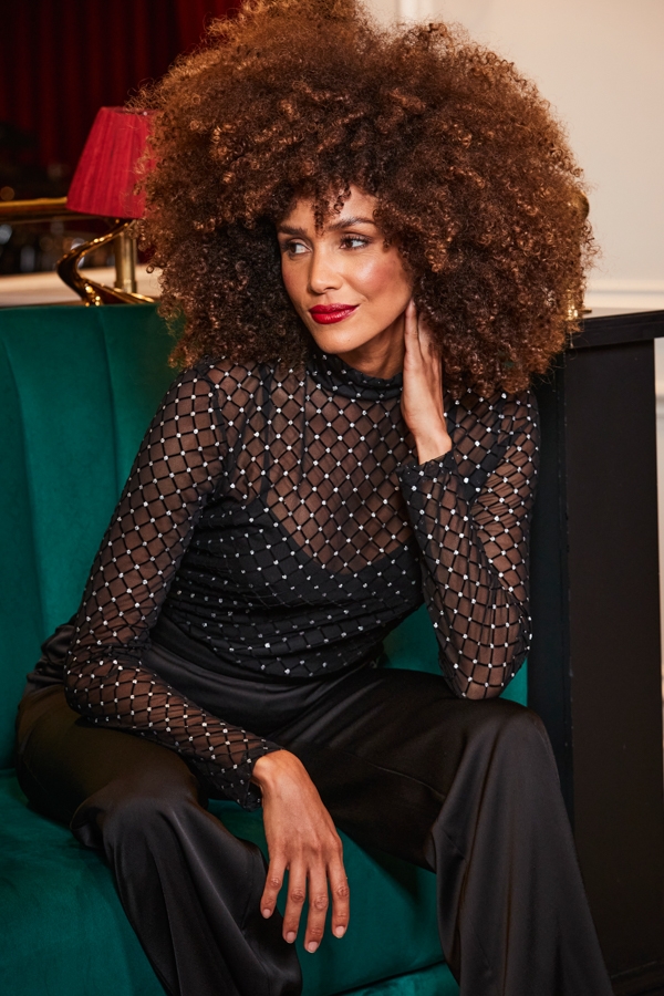 Black Sparkle Mesh Top