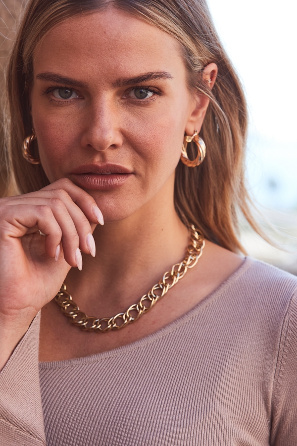 Taupe Asymmetric Fluted Sleeve Fine Knit Top