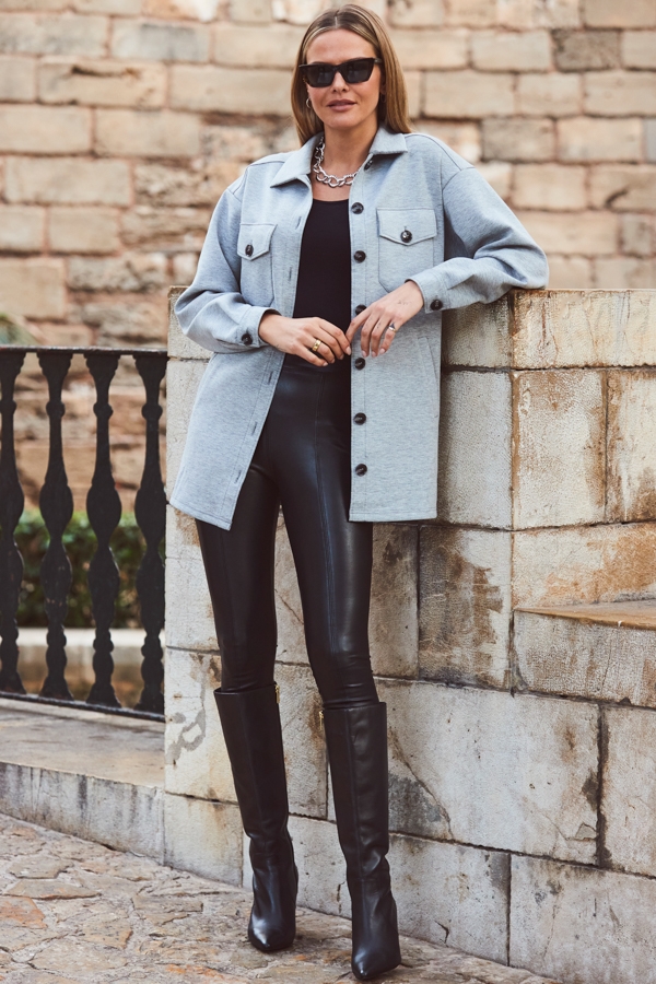 Grey Longline Shacket