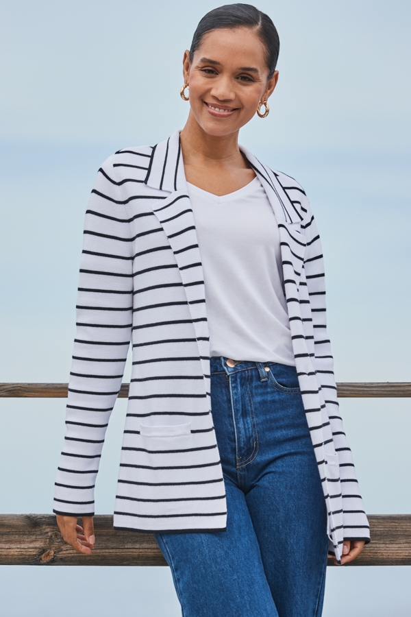 White & Black Stripe Blazer