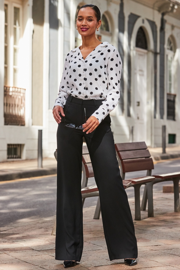 Ivory & Black Spot Print Shirt