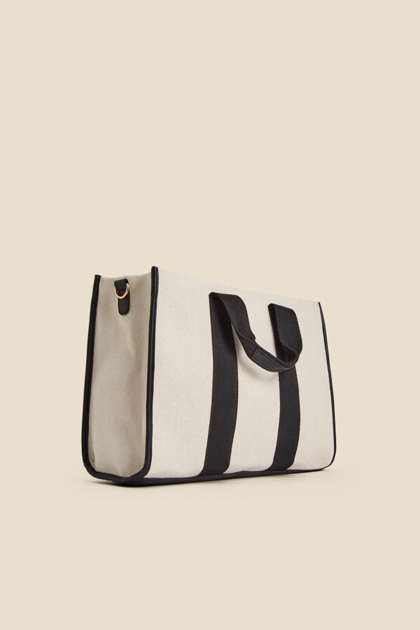 Ivory Stripe Canvas Tote Bag