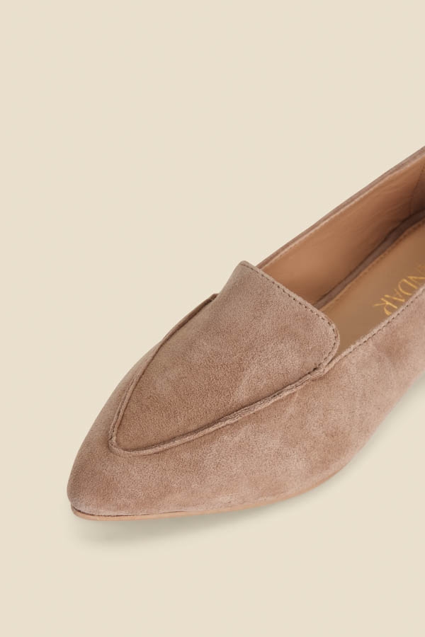 Taupe Pointed Toe Loafers