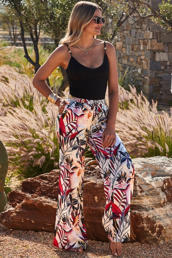 Black Beaded Strap Jersey Cami Top