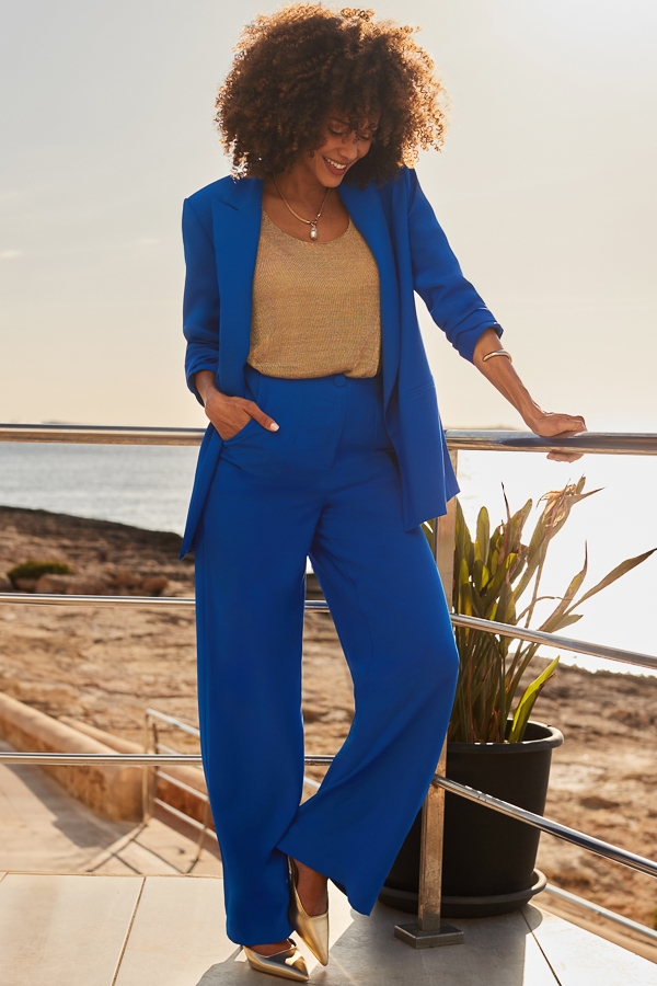Cobalt Blue Wide Leg Trousers