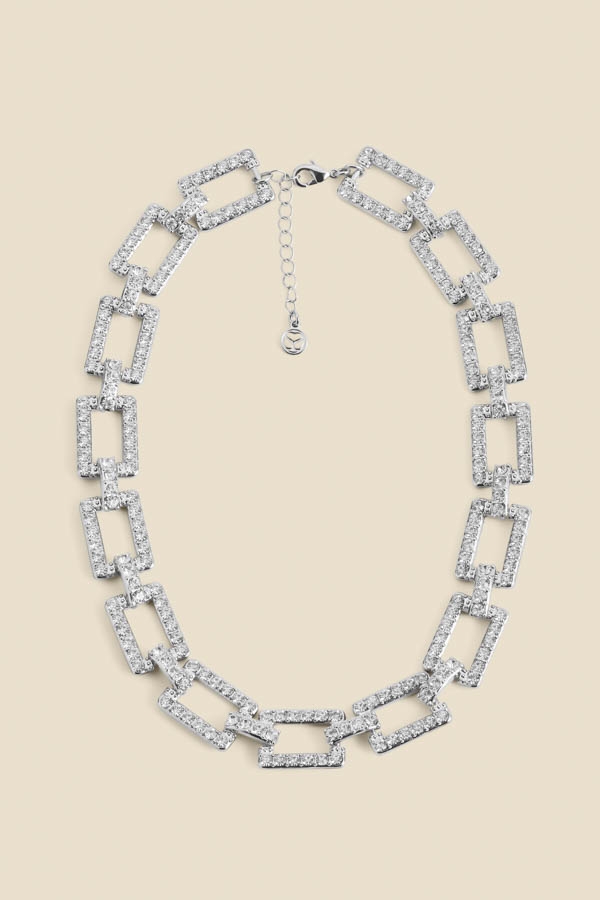 Silver Diamante Link Chain Necklace