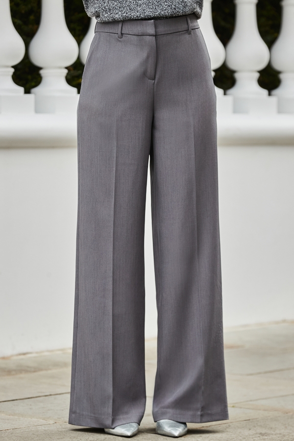 Dark Grey Relaxed Fit Wide Leg Trousers