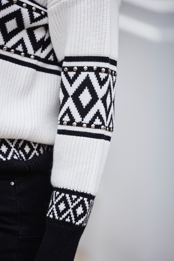 Ivory Patterned Quarter Zip Jumper