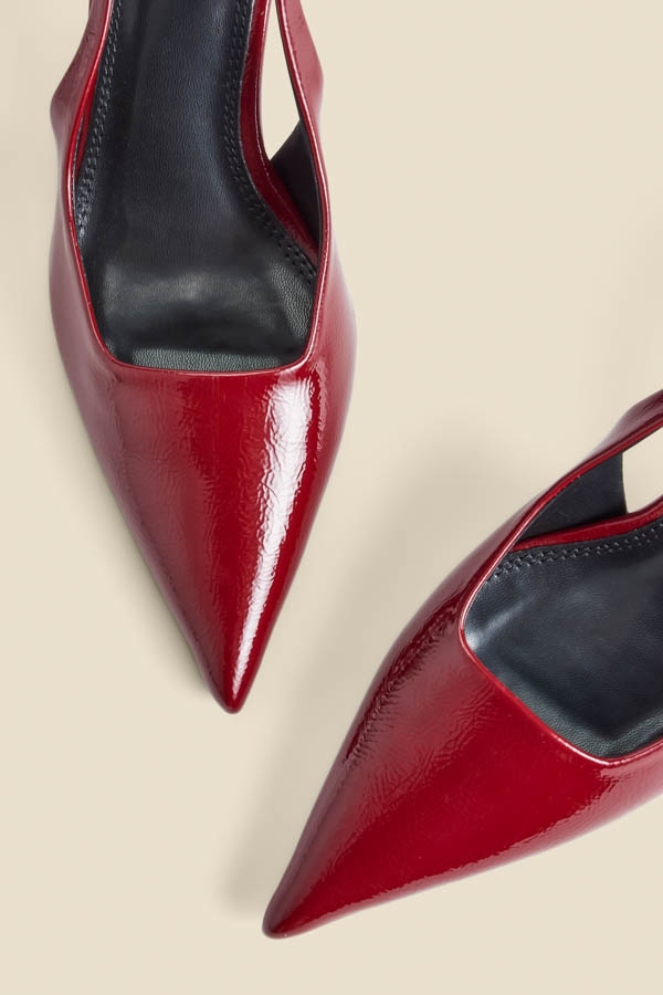 Cherry Red Kitten Heel Slingback Court Shoes