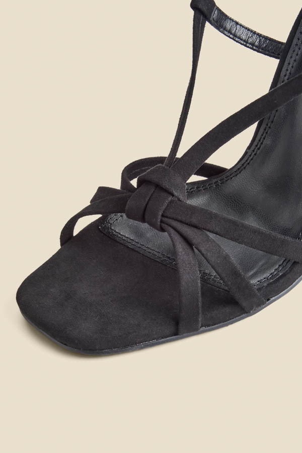 Black Strappy Square Toe Sandals