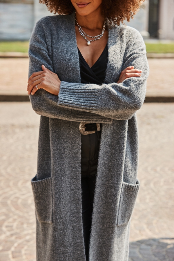 Charcoal Grey Longline Cardigan