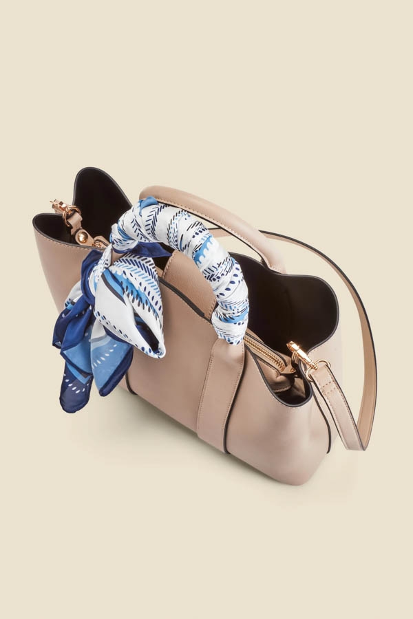 Taupe Structured Bag With Detachable Scarf