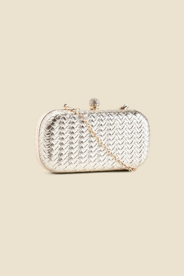 Gold Woven Clutch Bag