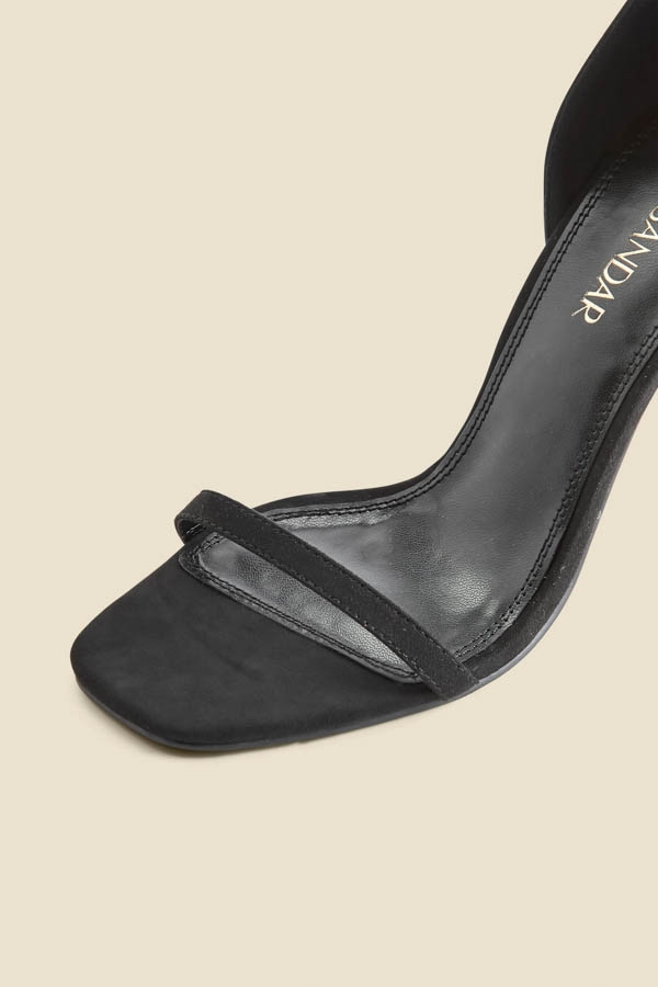 Black Square Toe Barely There Sandals