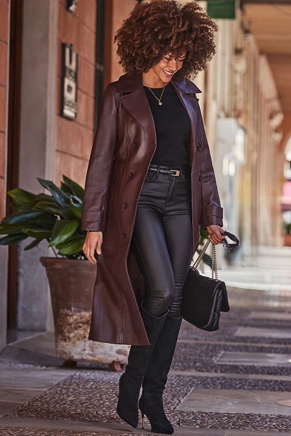 Black Croc Leather Slim Waist Belt