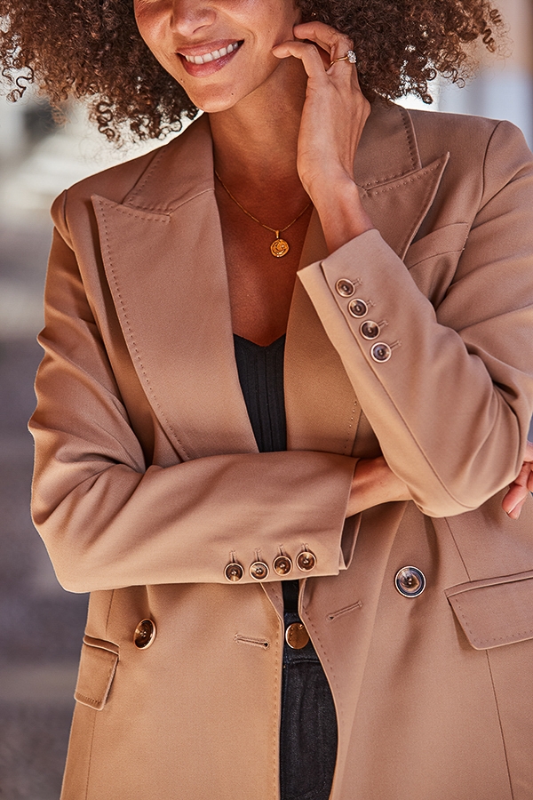 Camel Premium Double Breasted Blazer