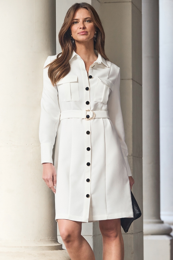 Ivory Premium Utility Shirt Dress
