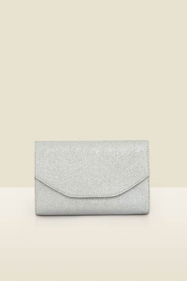 Silver Structured Flap Bag