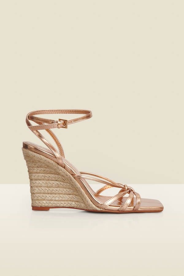 Rose Gold Strappy Wedge Espadrille