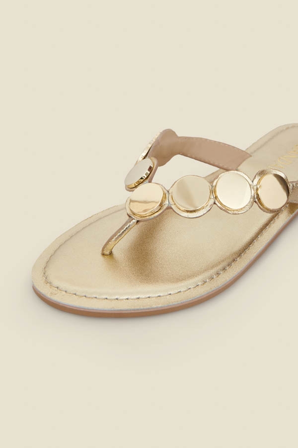 Gold Premium Leather Flip Flops