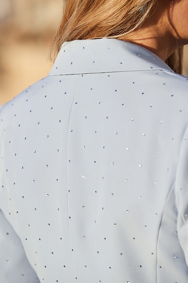 Sky Blue Sparkling Embellished Detail Blazer