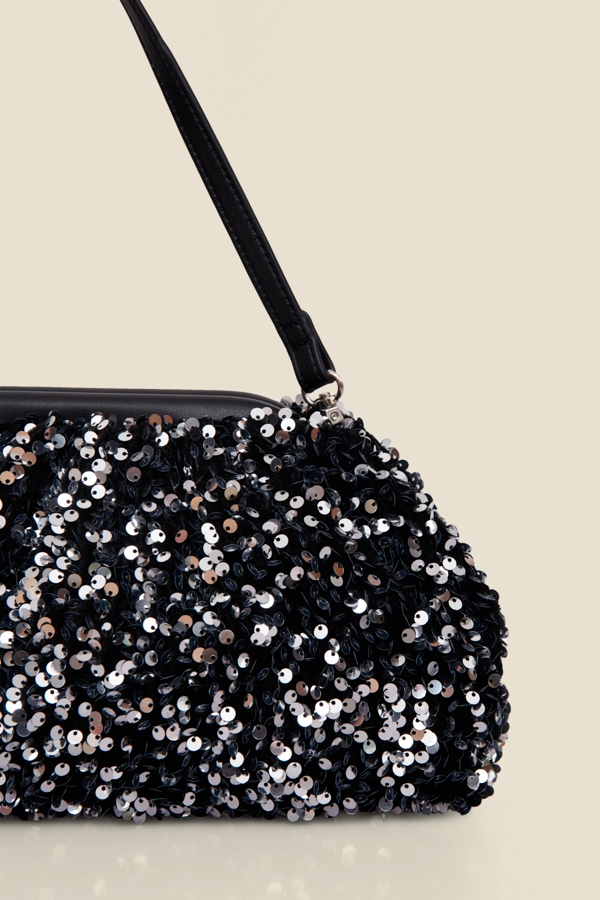 Black Sequin Clutch Bag
