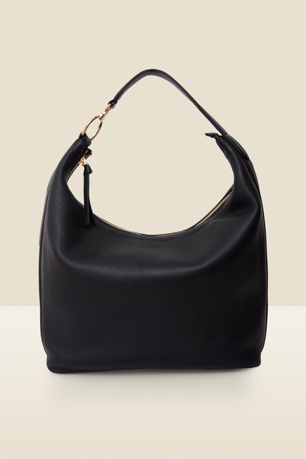 Black Leather Large Shoulder Bag