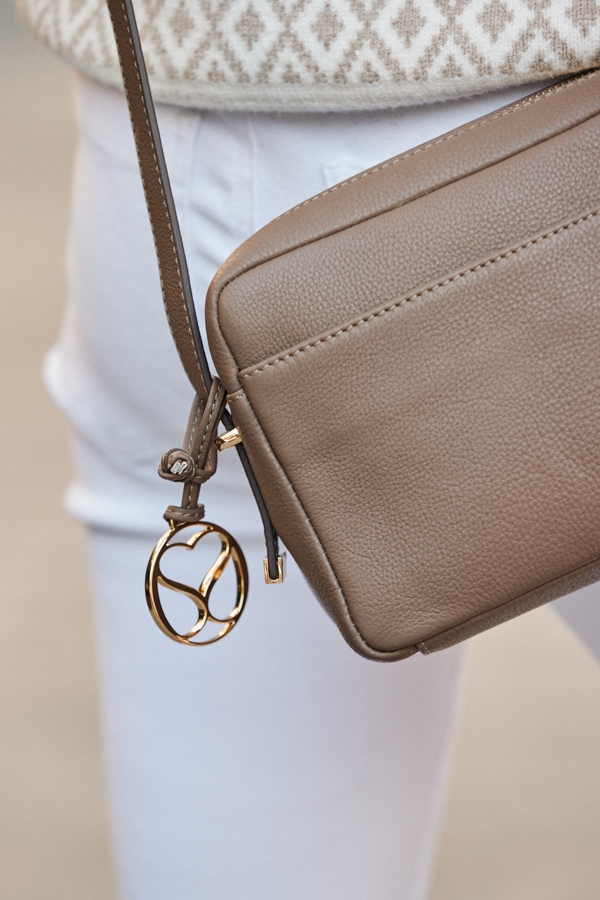 Taupe Leather Crossbody Bag