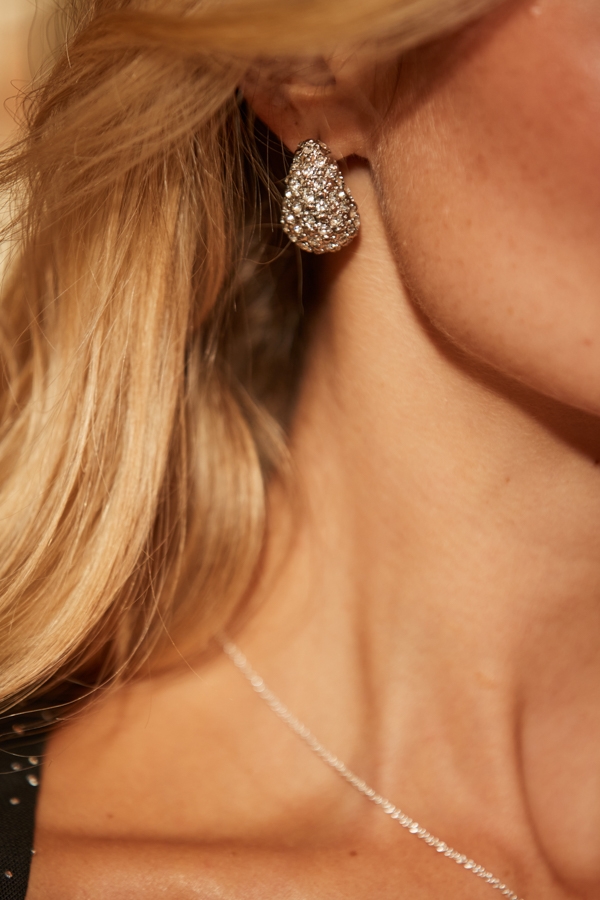 Gold Embellished Tear Drop Earring