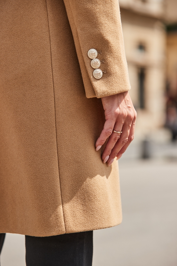 Camel Coat With Luxe Gold Buttons
