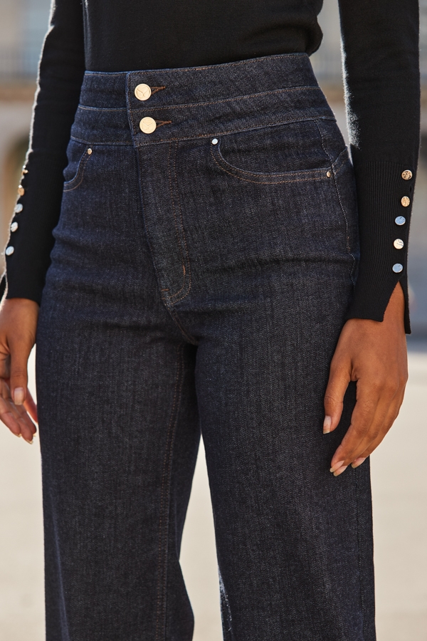 Dark Indigo Contour Waist Wide Leg Jeans