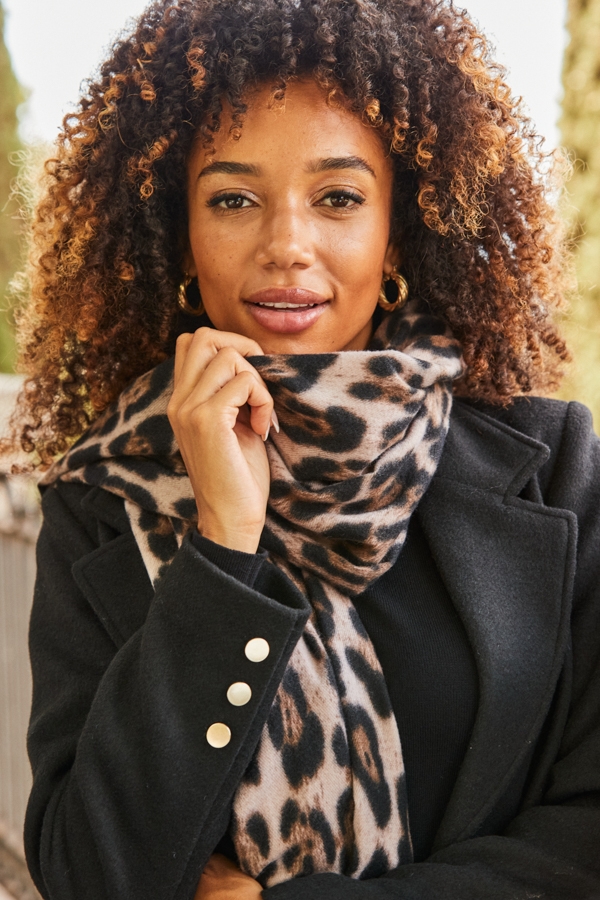 Leopard Print Scarf With Tassels