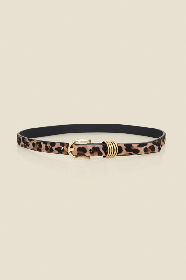 Leopard Print Leather Belt