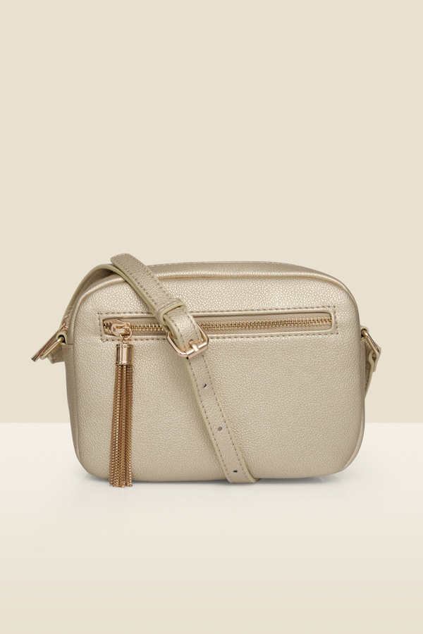 Gold Metallic Tassel Detail Cross Body Bag