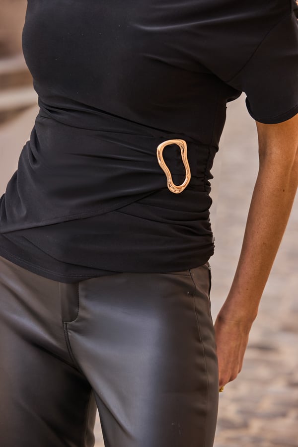 Black Off The Shoulder Trim Detail Top