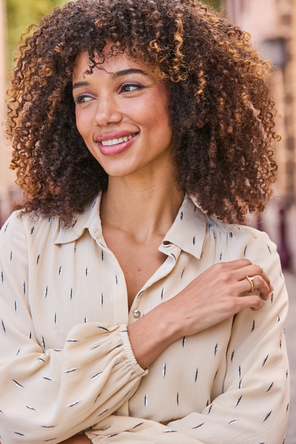 Neutral Fleck Print Chiffon Shirt